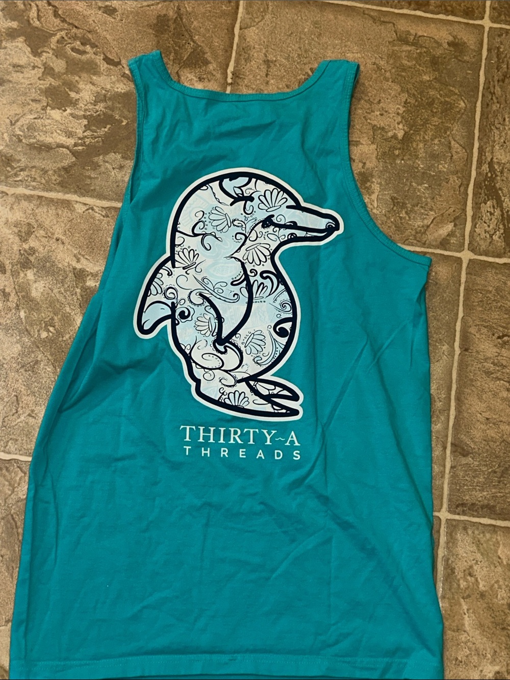 Southern Marsh Teal Pocket Tank with White Dolphin Outline